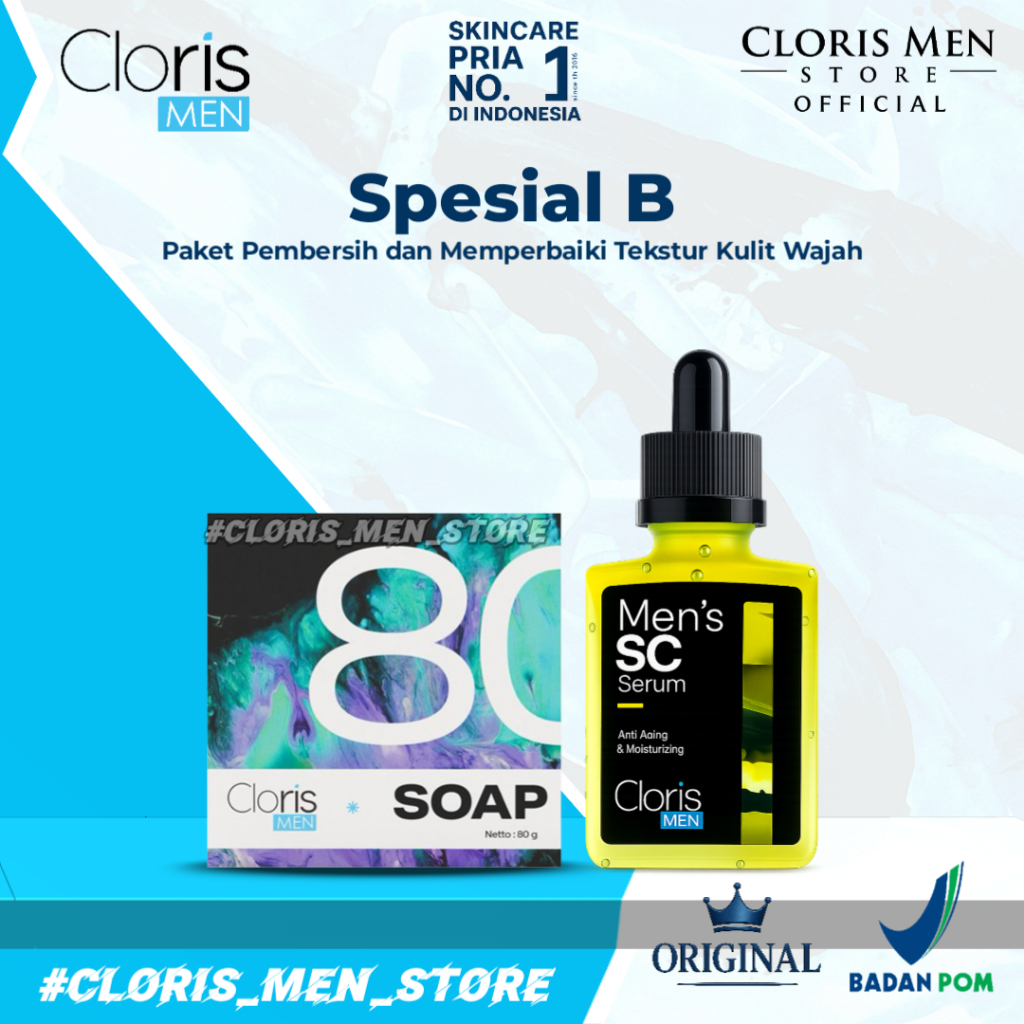 Clorismen Sabun Muka 80gr & Serum Pria Original - Atasi Kusam, Minyak Berlebih, dan Bekas Jerawat
