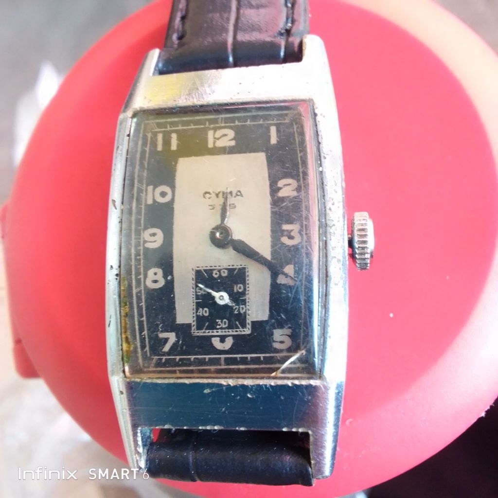 jam tangan pria cyma tank watch artdeco thn 1930an subsecond
