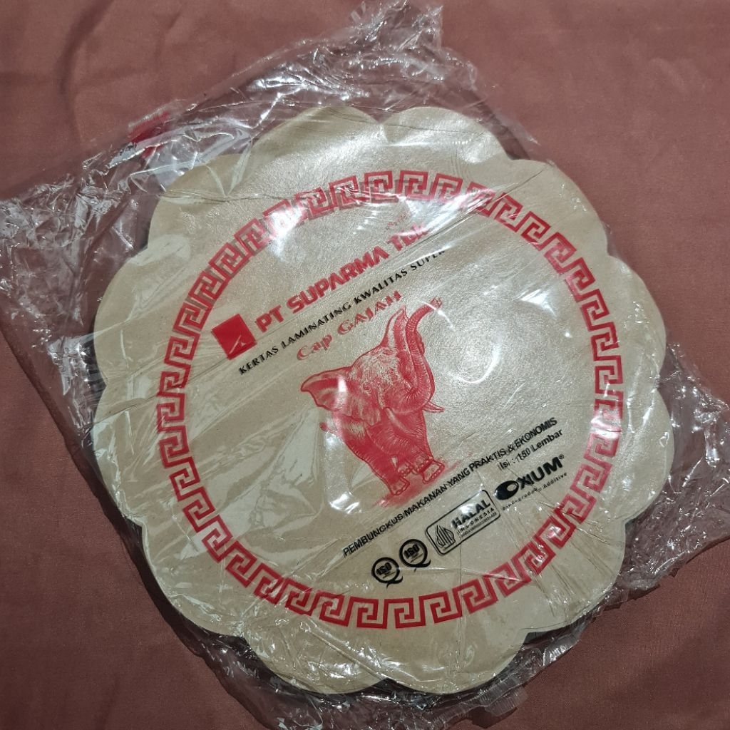 Kertas Nasi Coklat Bentuk Bunga Cap GAJAH Kertas Minyak Untuk Alas Piring Rotan