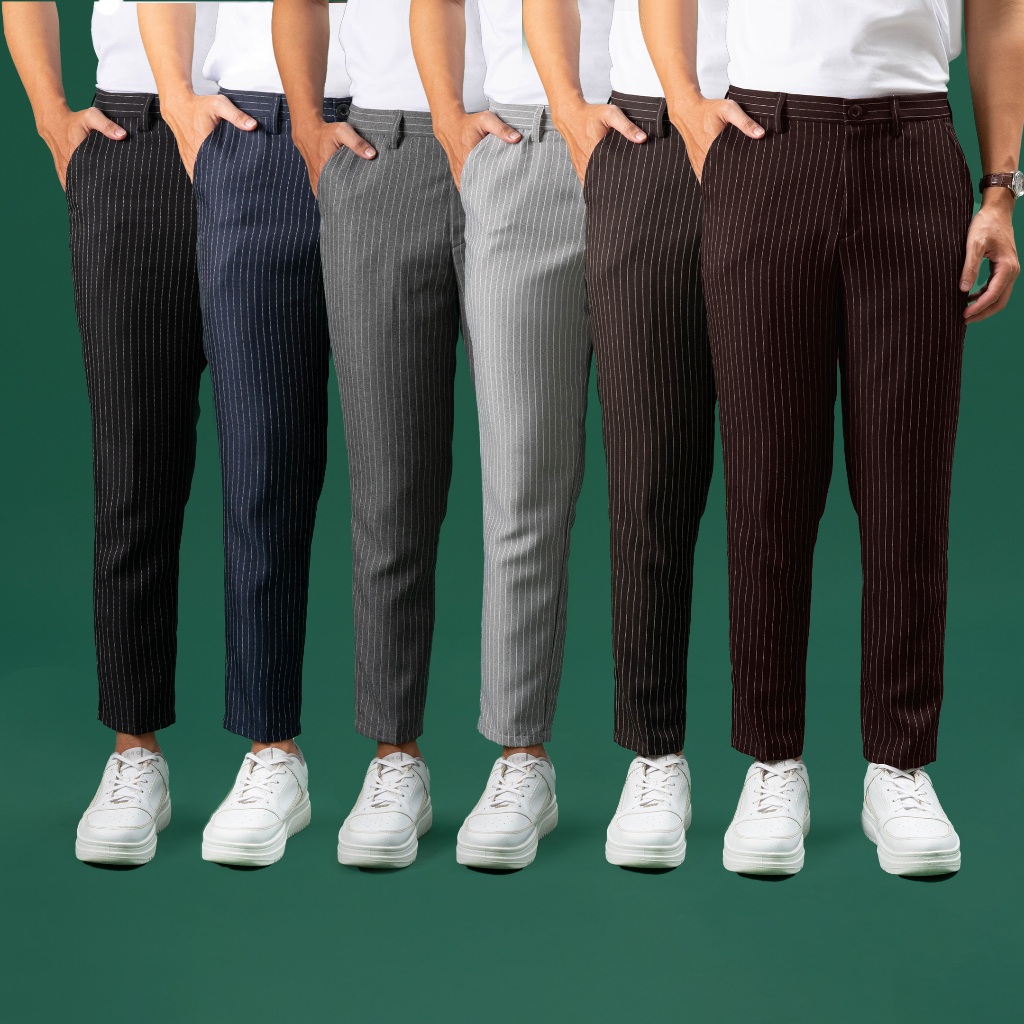 DZARGO - Celana Strip Pria (Celana Ankle, Formal, bahan, kantor, kain, kerja) Salur