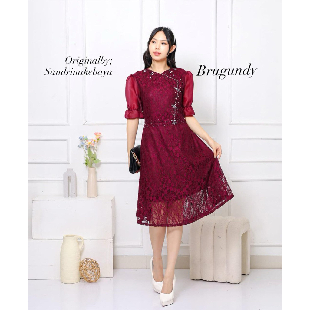 Dres Samira Terbaru Baju Wanita Natal Deres Brokat Modern Kebaya Natal Jumbo LD120cm