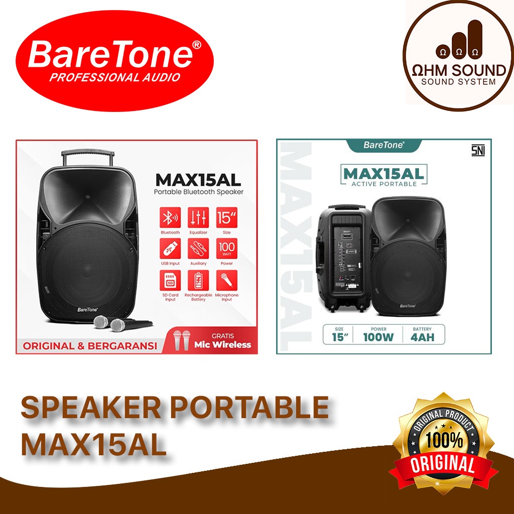 PROMO Speaker Portable Baretone MAX15AL BARETONE PORTABLE SPEAKER MAX15 AL MAX 15AL ORIGINAL