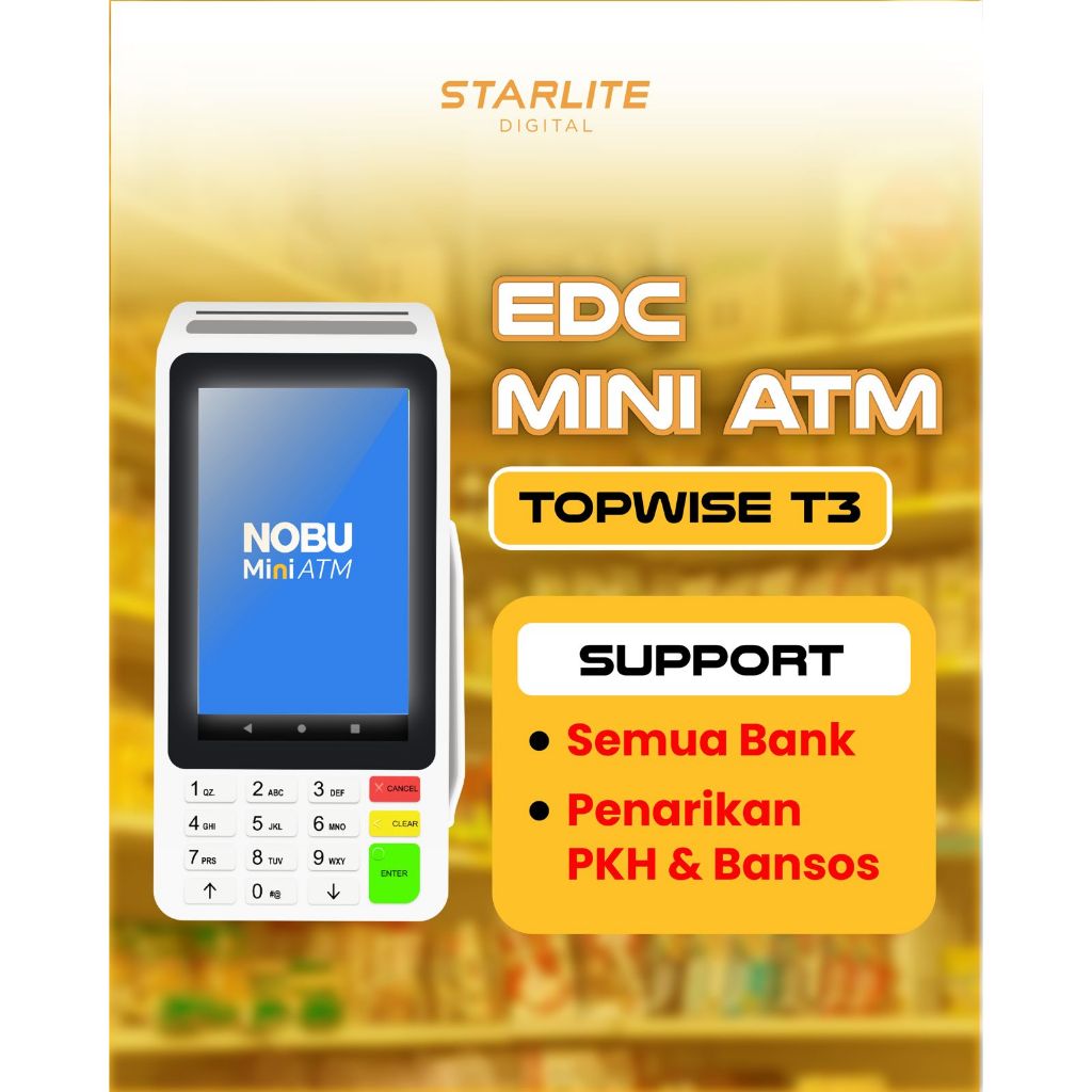 Starlite Digital Mesin EDC Mini ATM Topwise T3  – Support Semua Bank | Tarik PKH & Bansos