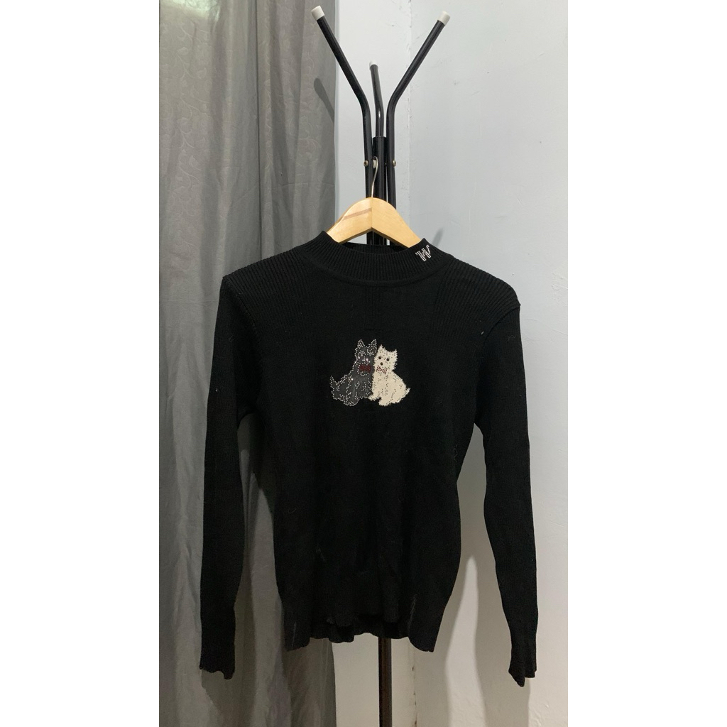 rajut hitam motif kucing pressbody