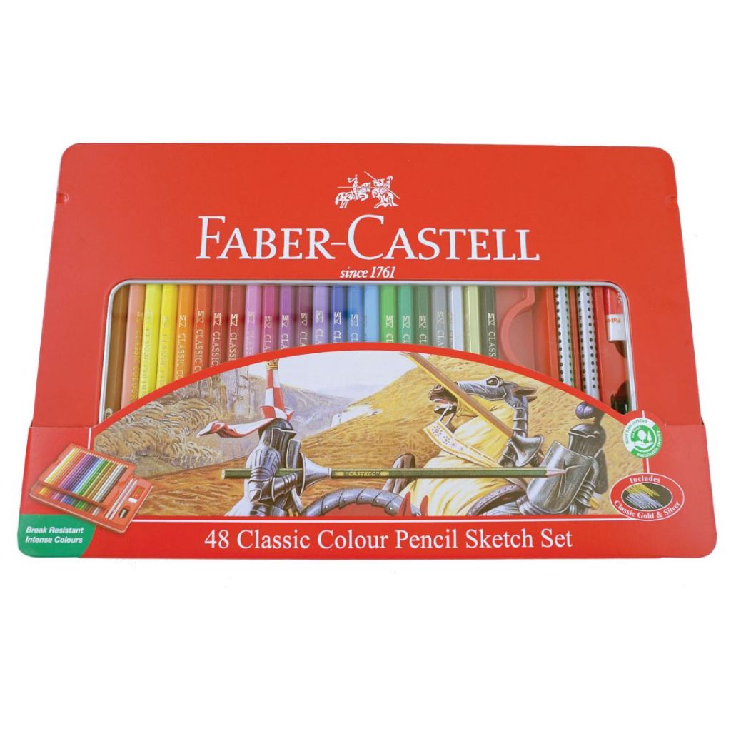 Faber-Castell Pensil Warna Set 48 Warna Panjang Kemasan Kaleng