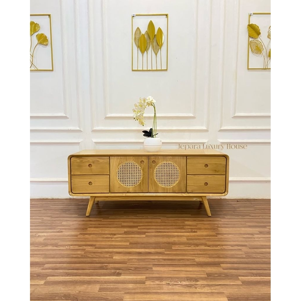 bufet ruang tamu minimalis / bufet tv kayu jati