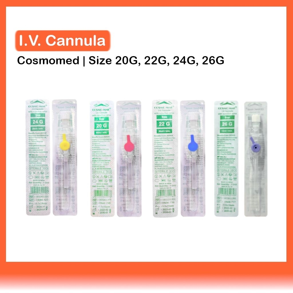 Jarum Infus Kupu-Kupu Needle Wing CosmoMed IV Cannula With Injection Valve 20G 22G 26G