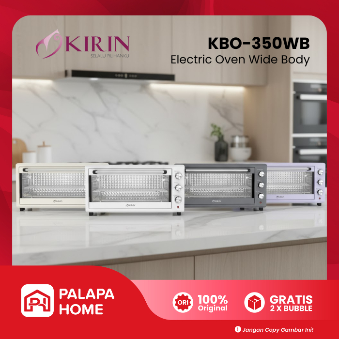 Oven KIRIN KBO 350 | Open Listrik 35 Liter Pemanggang Elektrik Lebar Masuk Dua Loyang Wide Body