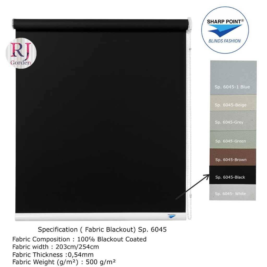 Roller Blind Blackout Sharp Point Tirai Jendela Tirai Gulung Block Cahaya 100%