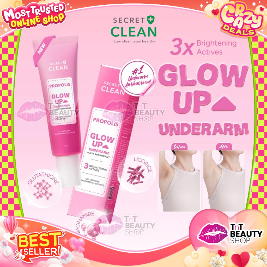 Secret Clean Propolis Glow Up Underarm 30gr Cream Pencerah Selangkangan & Ketiak l TnT Beauty Shop