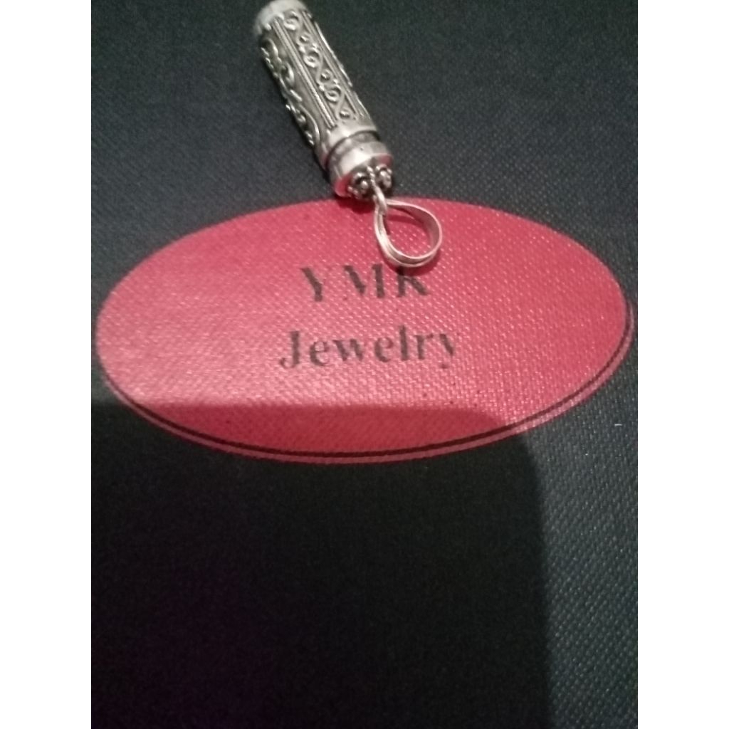 Liontin tabung unisex; perak Sterling925ukiran