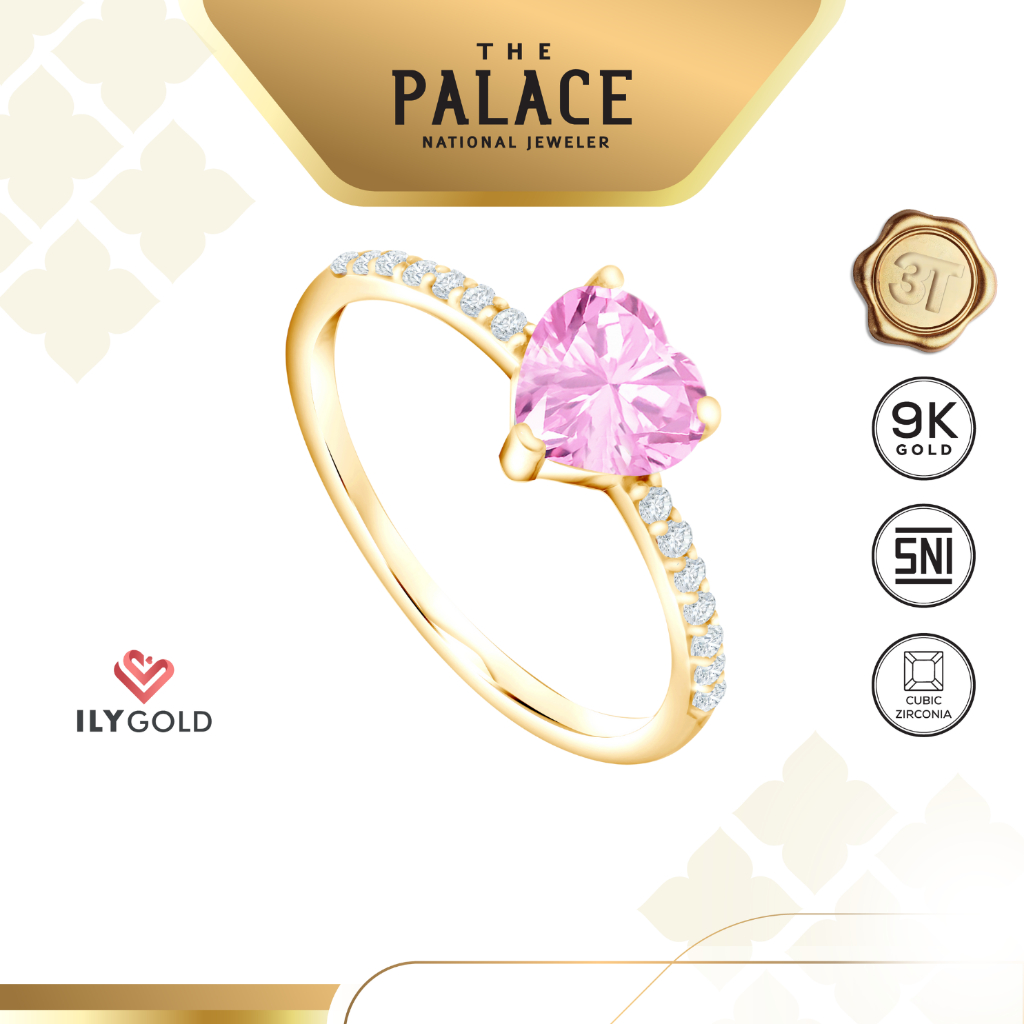 ILY GOLD Lovekey - Pink Heart Ring / Cincin