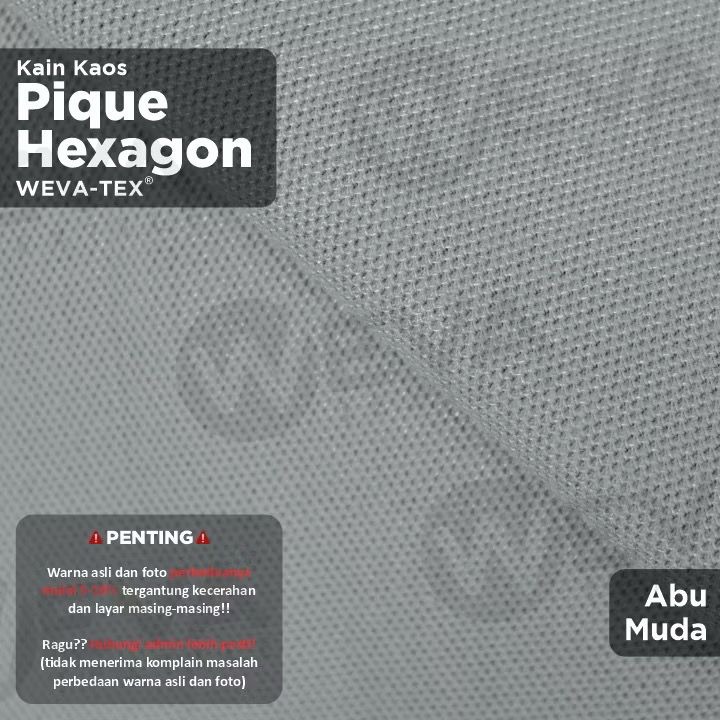 Bahan Kain Kaos Polo Shirt Kain Pique Hexagon CVC 20s Abu Muda