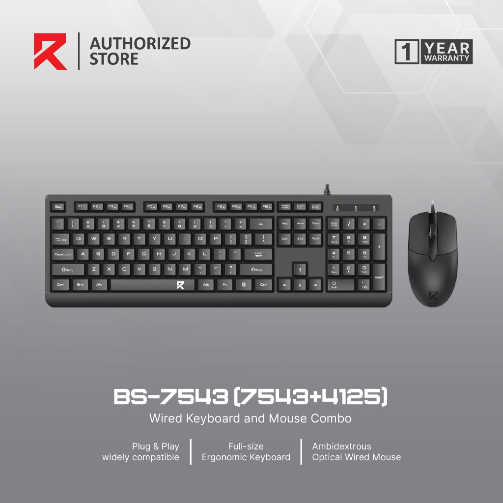 Redragon BS-7543 Wired Membrane keyboard & mouse Office Combo