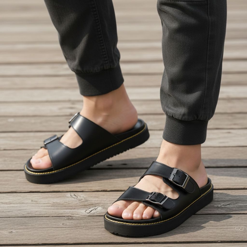 Navara Footwear - Sandal Pria Casual Sporty Full Black Anti Slip Debonaire 068