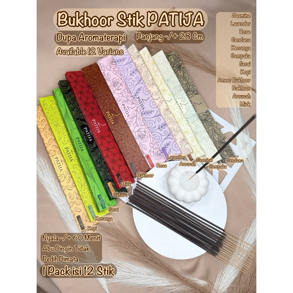 King - Bukhoor Stik Aromaterapi By PATIJA Pengharum Ruangan Dupa Stik Hio Bukhur Stik Bukhoor Stik A