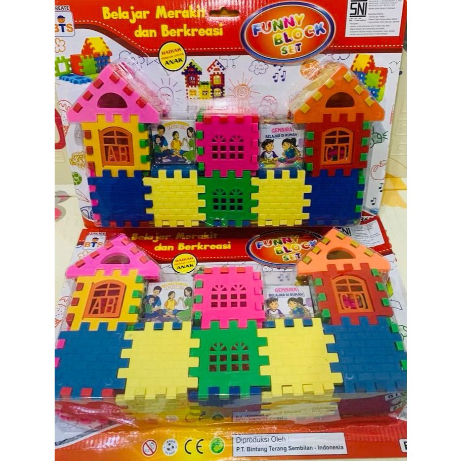 Mainan Edukasi Anak Bongkar Pasang Funny Block Rumah - Funny Block BTS 3362