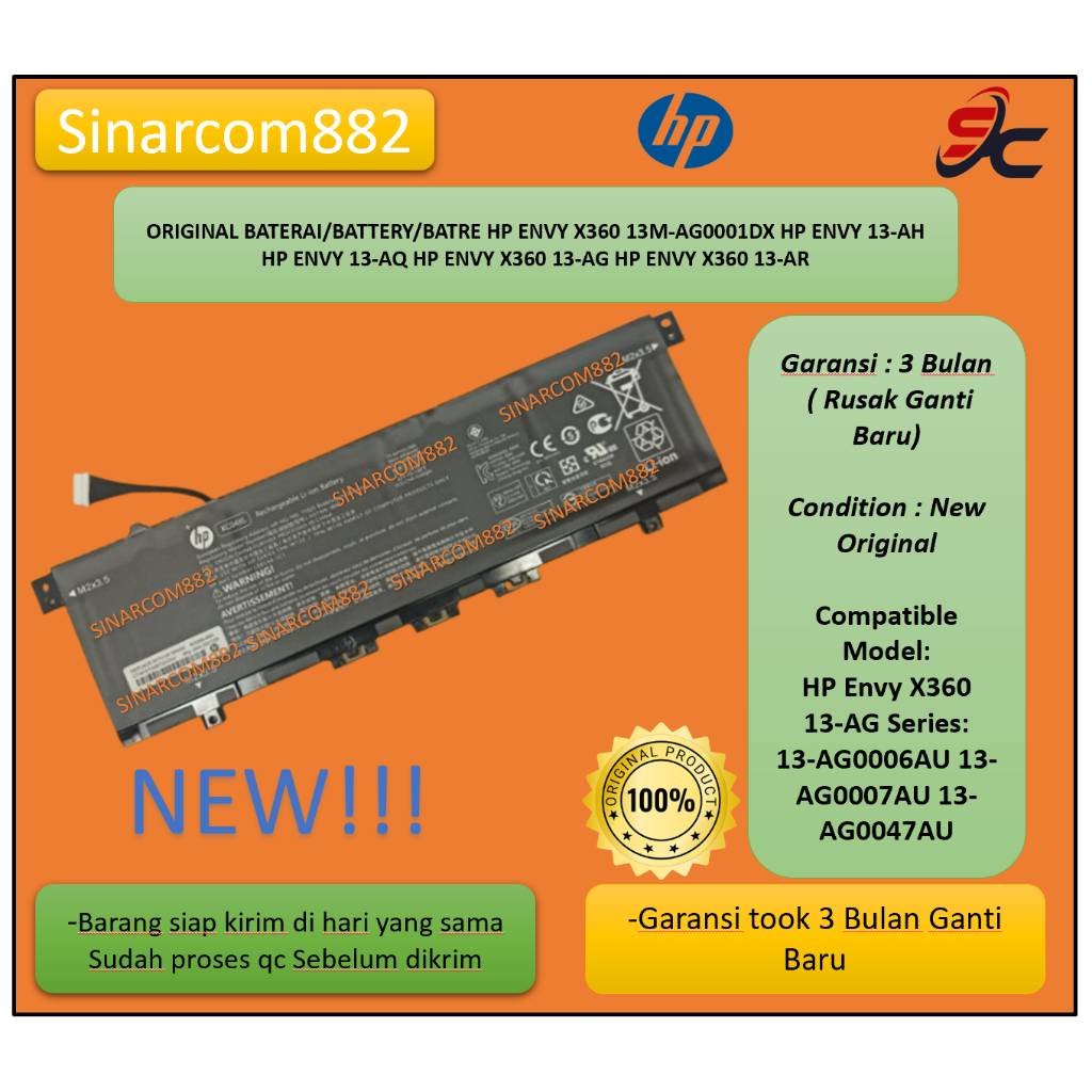 ORIGINAL BATERAI/BATTERY/BATRE HP ENVY X360 13M-AG0001DX HP ENVY 13-AH HP ENVY 13-AQ HP ENVY X360 13