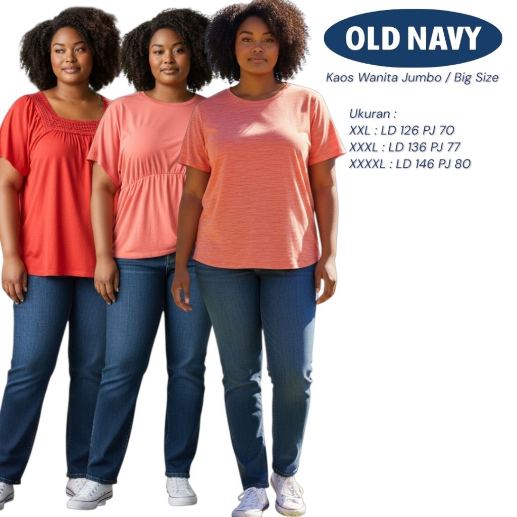 Kaos Wanita Jumbo Old Navy • Big Size Premium • Atasan Casual Nyaman