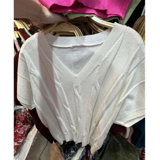 CJ BRAIDED V-NECK SOFT KNIT TOP ATASAN RAJUT HALUS PREMIUM BKK