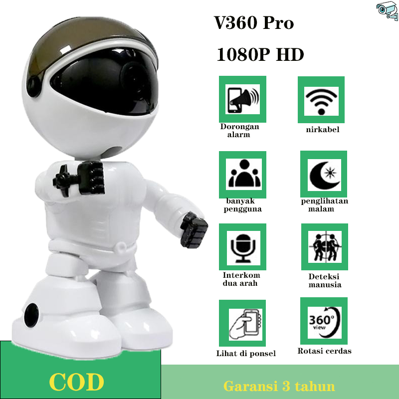 [Garansi 3 tahun] Kamera Pengintai Robot Cerdas 360° WiFi Deteksi Gerakan CCTV Keamanan Penglihatan 