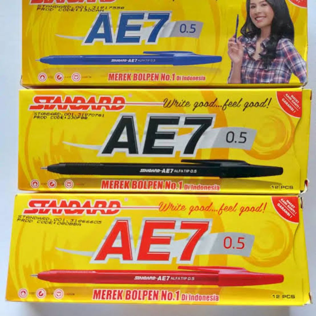 Standard ballpoint AE7. pulpen pena standard AE7. hitam, biru, merah