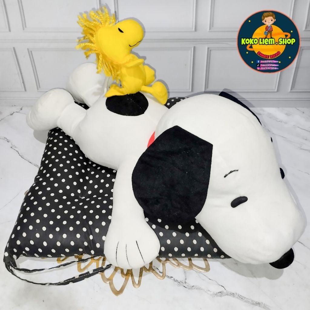 Boneka Vintage Figure SNOOPY CLASSIC REBAHAN BESAR XXL 58cm WITH WOODSTOCK (ORIGINAL SNOOPY SEGA 200