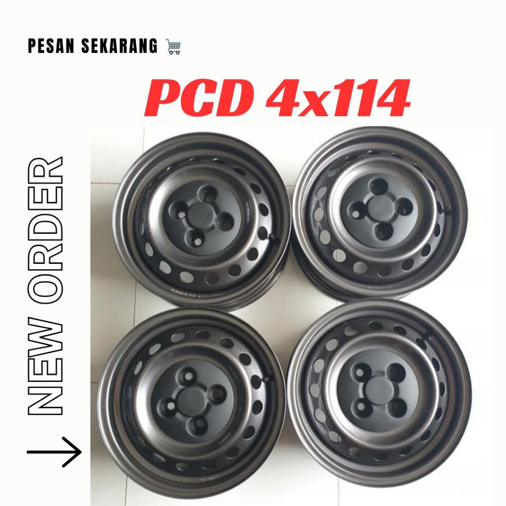 (1set isi 4pcs)Dop velg kaleng mobil PCD 4x114 Ring13/Ring14/Ring15/Ring16/Ring17 Agya Ayla Karimun 