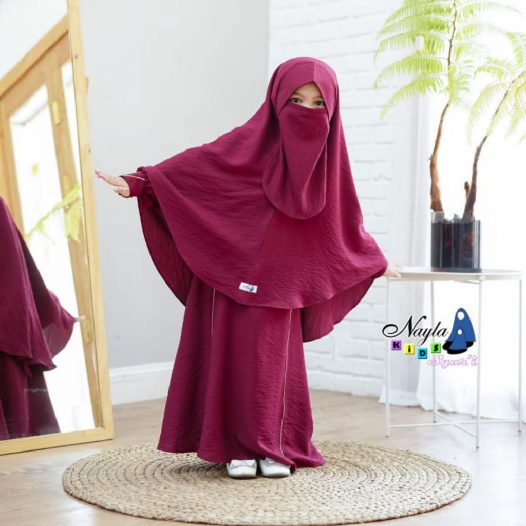 [Boom Sale‼️] Nayla Kids Gamis Syar'i Set Jilbab Cadar Tali