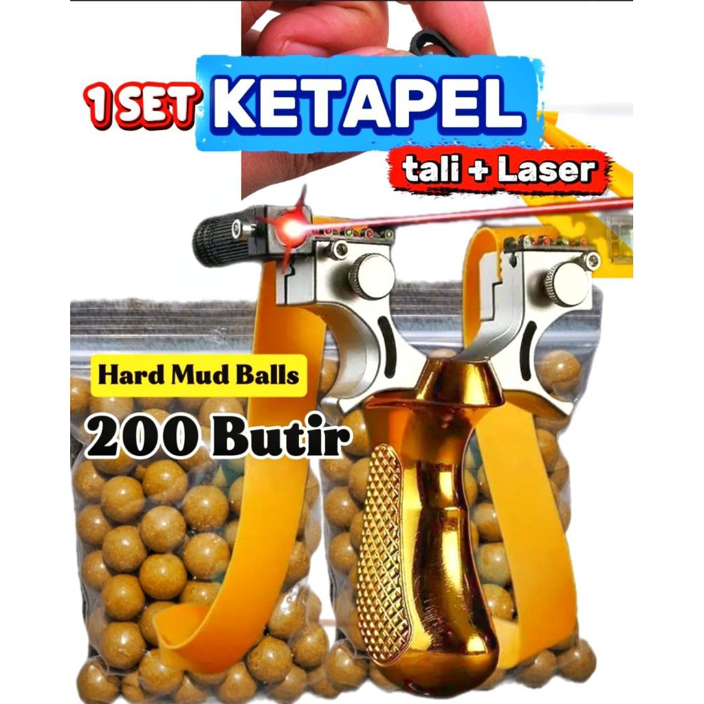 ketapel Burung 1set Lengkap Tali dan Laser Plus 200Butir Peluru Bisa COD
