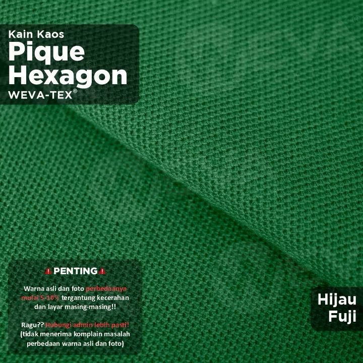 Bahan Kain Kaos Polo Shirt Kain Pique Hexagon CVC 20s Hijau Fuji