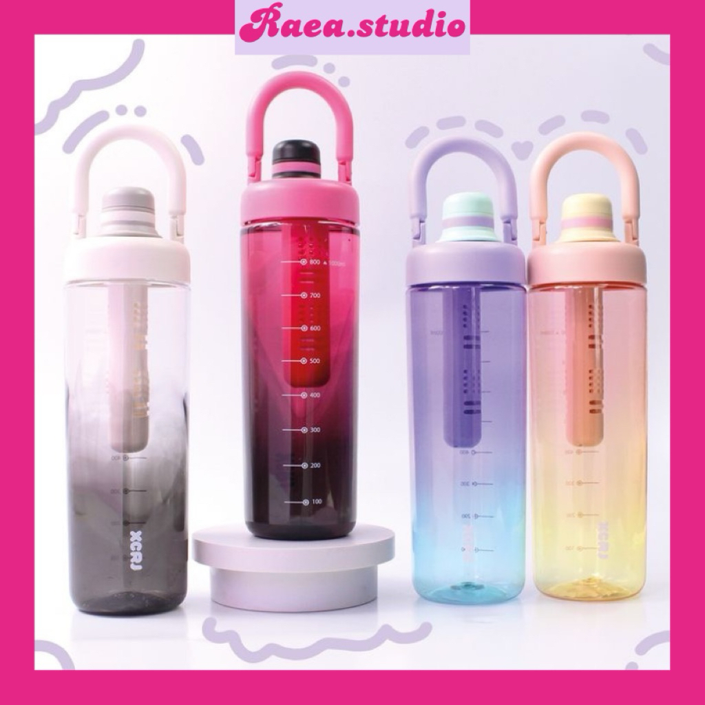 Raea Transparan Gradient Tumblr 1L - Botol minum handle 1 liter - Botol minum transparan - Botol min