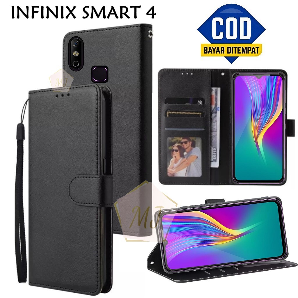 INFINIX SMART 4 Flip Cover Leather Case Wallet Premium Casing Hp Dompet Cover Handphone