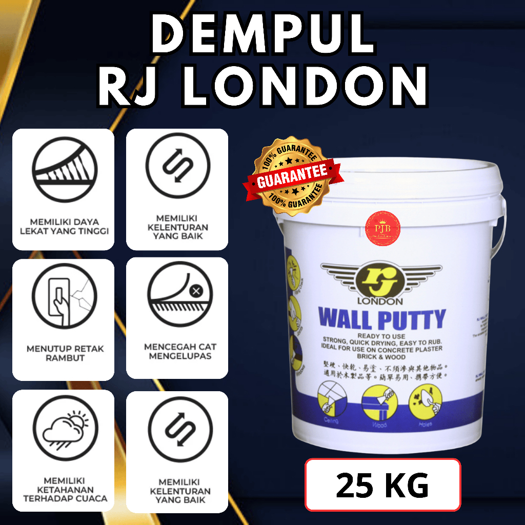 RJ London Wall Putty Dempul Tembok/Kayu Interior & Exterior 25 kg