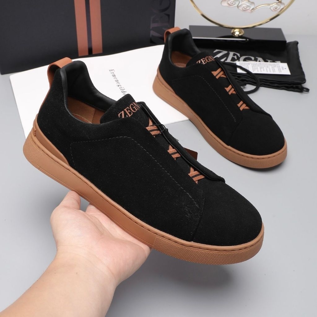 SEPATU CASSUAL ZEGNA PRIA. 2 WARNA (HITAM DAN BIRU DOKER)