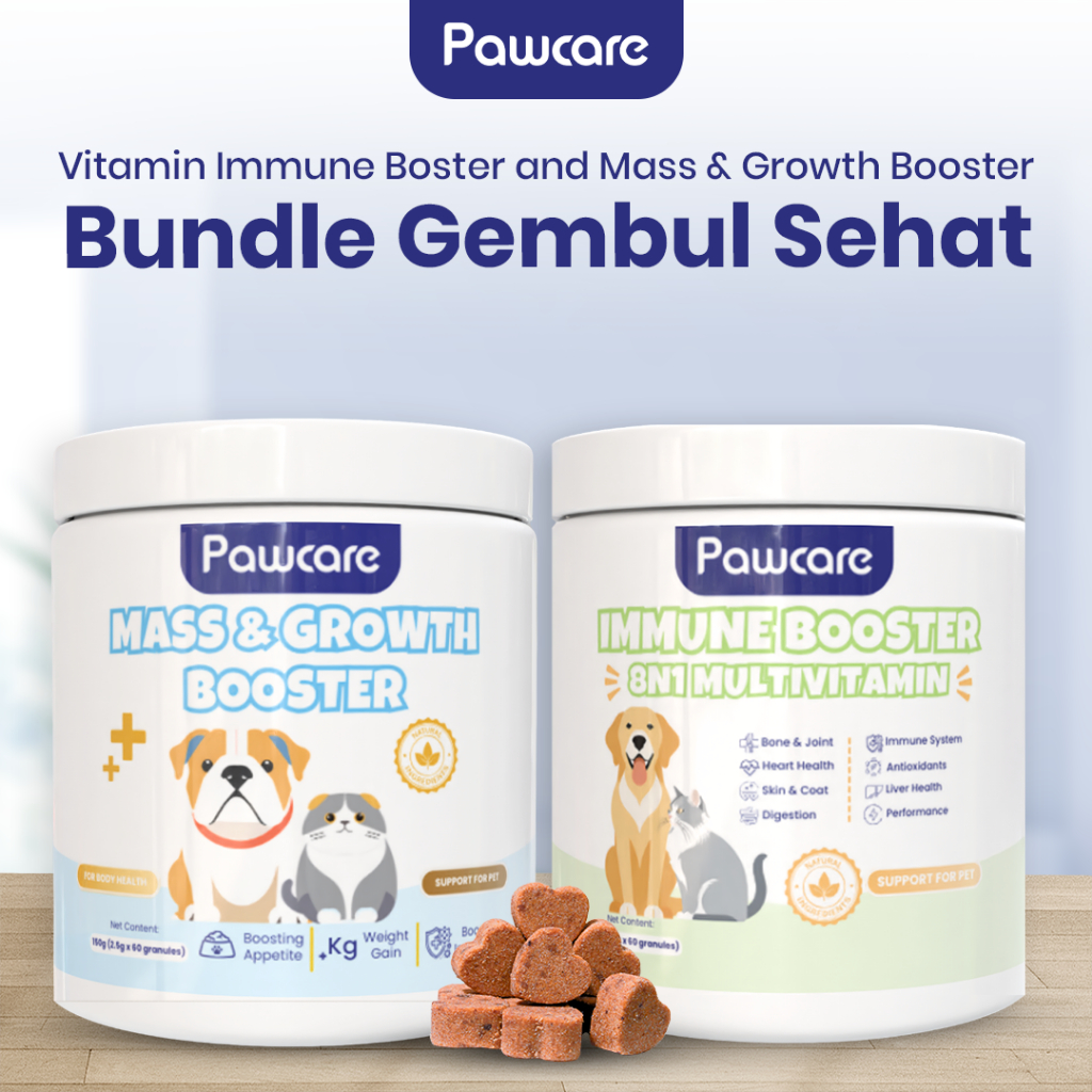 PAWCARE - Bundle Vitamin Kucing Gemuk+Immune Booster-Vitamin Penggemuk Kucing-Vitamin Kucing Rontok