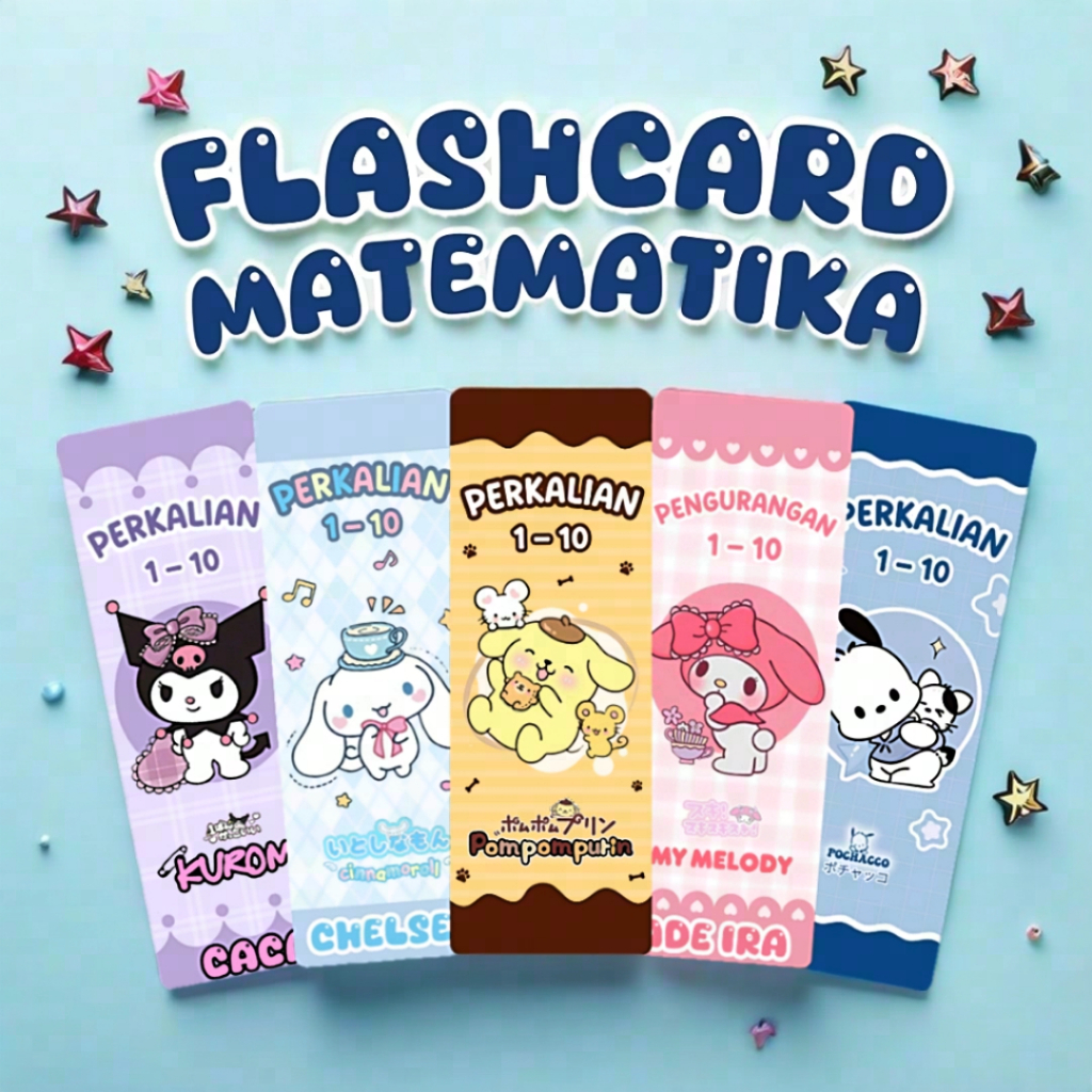 KARTU PERKALIAN TABEL PERKALIAN FLASHCARD PERKALIAN SANRIO FLASH CARD PERKALIAN KUROMI FLASHCARD PER