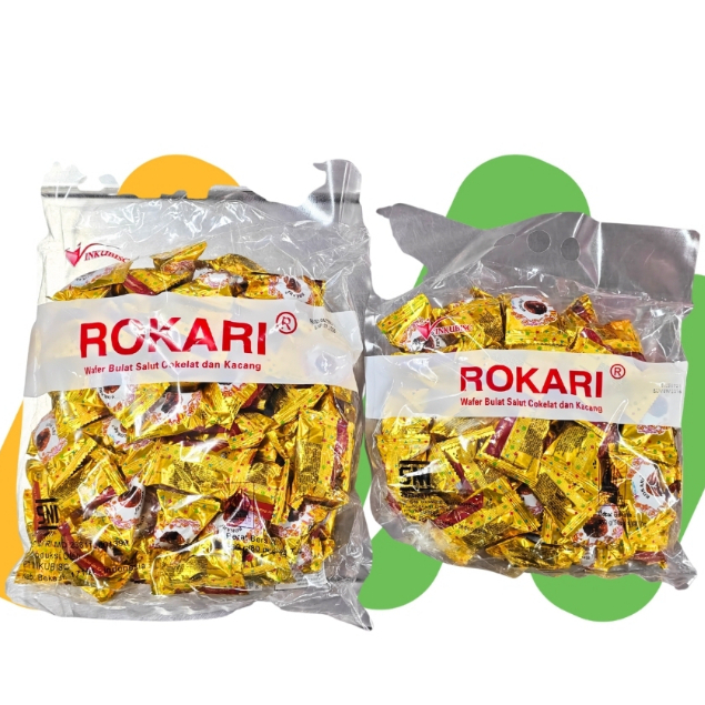 ROKARI / WAFER BULAT COKLAT KACANG / WAFER ROKARI