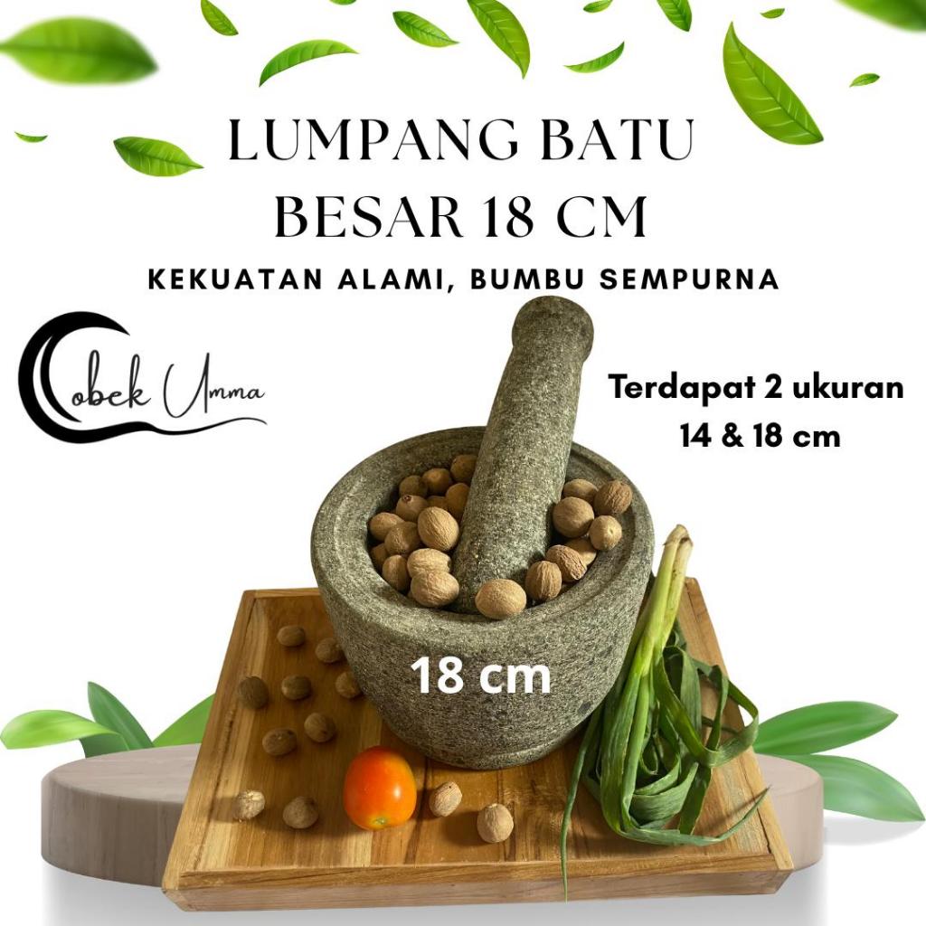 Cobek Umma LUMPANG BATU ASLI 100% 18cm - ALAT TUMBUK BESAR - BATU KALI ALAM MERAPI - TUMBUK OBAT AMA