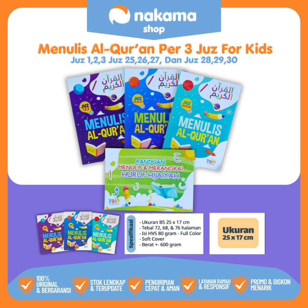 Buku menulis Alquran for kids 9 juz + bonus menulis hija'iyah