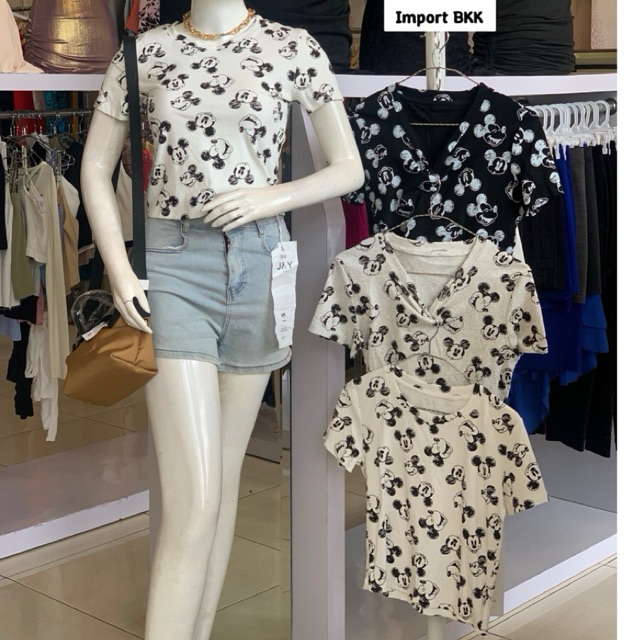 Pakaian Kaos wanita cantik motif Mickey Mouse