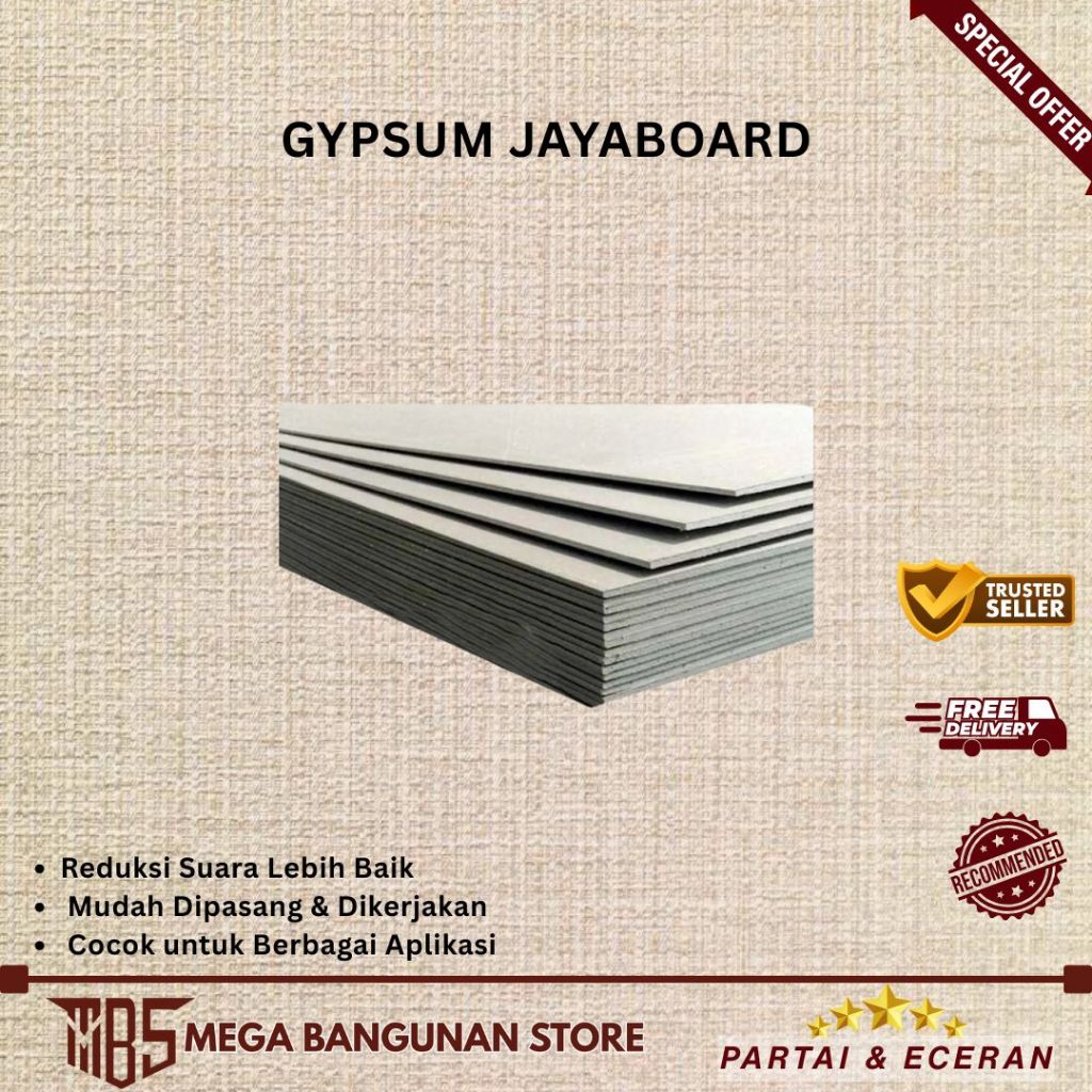 Gipsum Papan Gypsum Jayaboard 9mm x 1200mm x 2400mm
