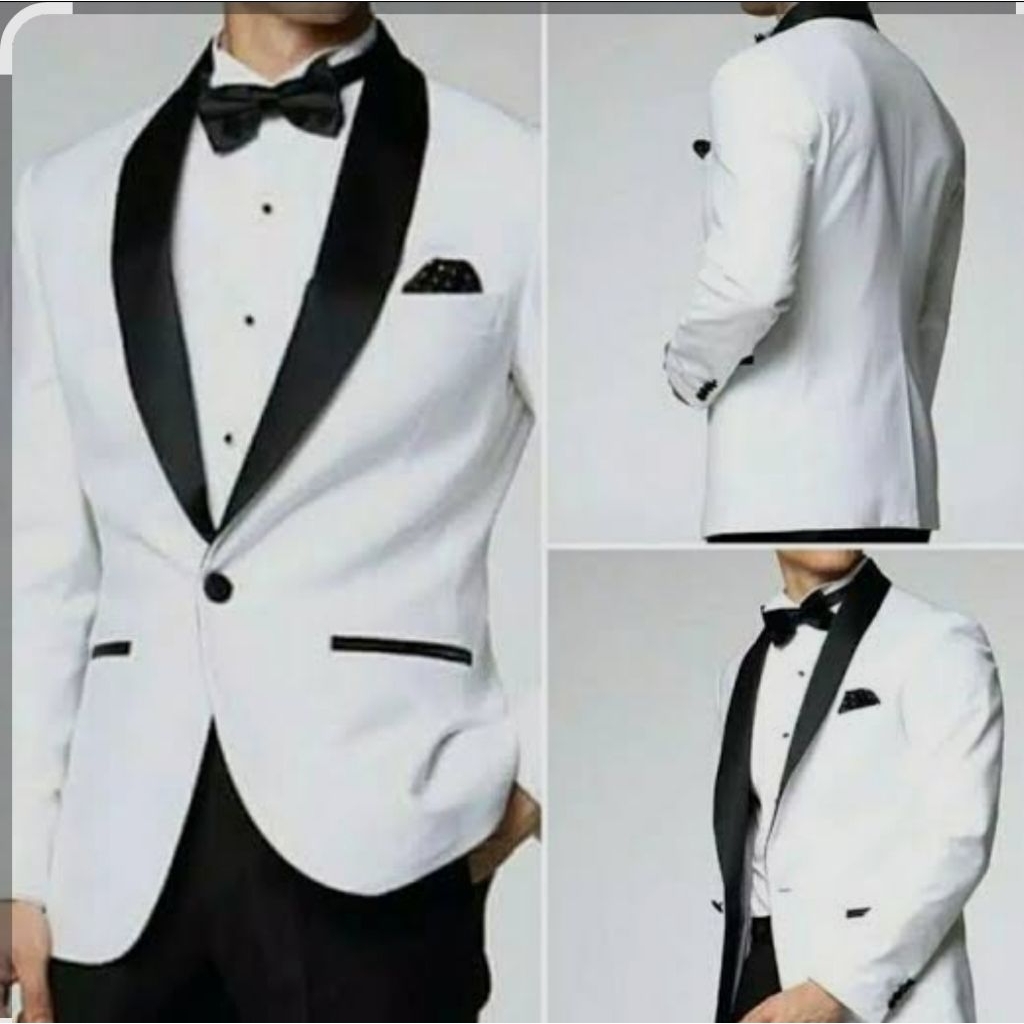 SETELAN BLAZER PRIA MODERN JAS PENGANTIN LAKI LAKI FORMAL TERBARU WARNA PUTIH