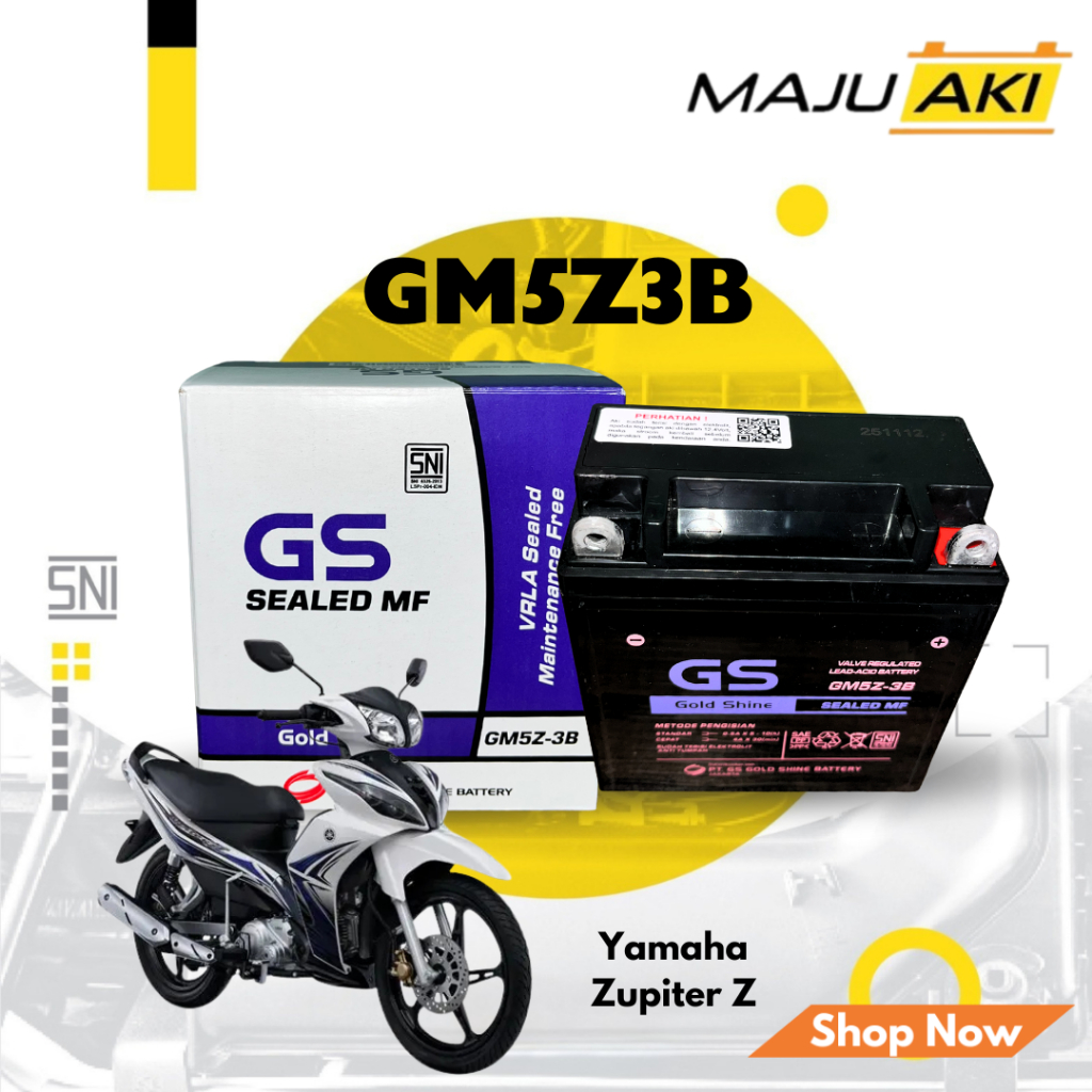Aki Motor GS GM5Z-3B YAMAHA Jupiter Z Aki Kering Gold Shine Sealed MF