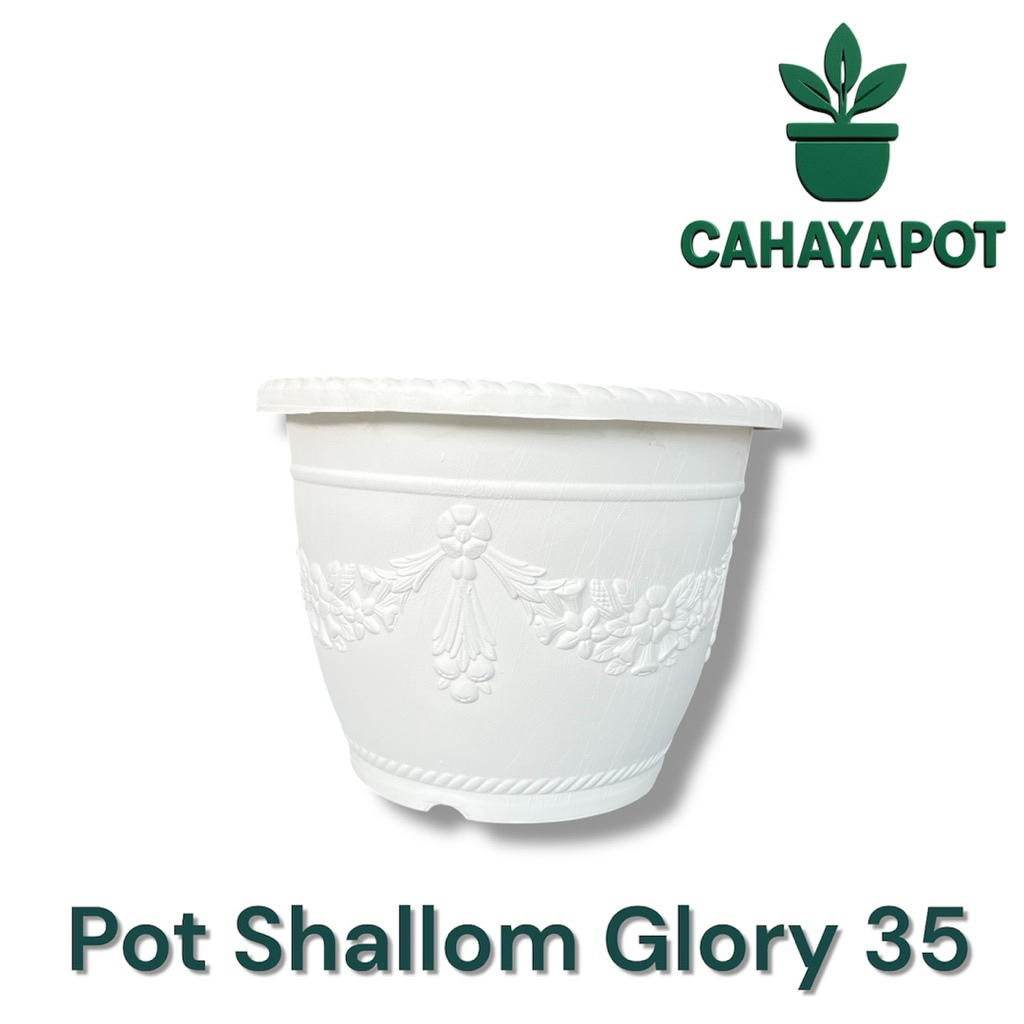 Pot Shallom Glory 35 Putih - Pot Bunga Plastik Shallom Glory ukuran 35 Putih