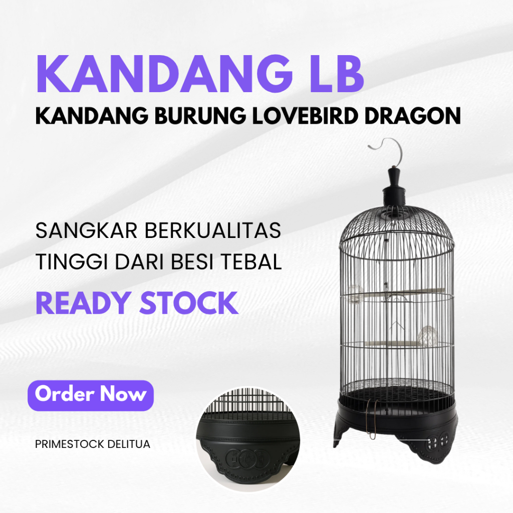 Kandang Burung Lovebird Dragon – Sangkar Kapsul Besi Tebal Fullset Diameter 33 cm
