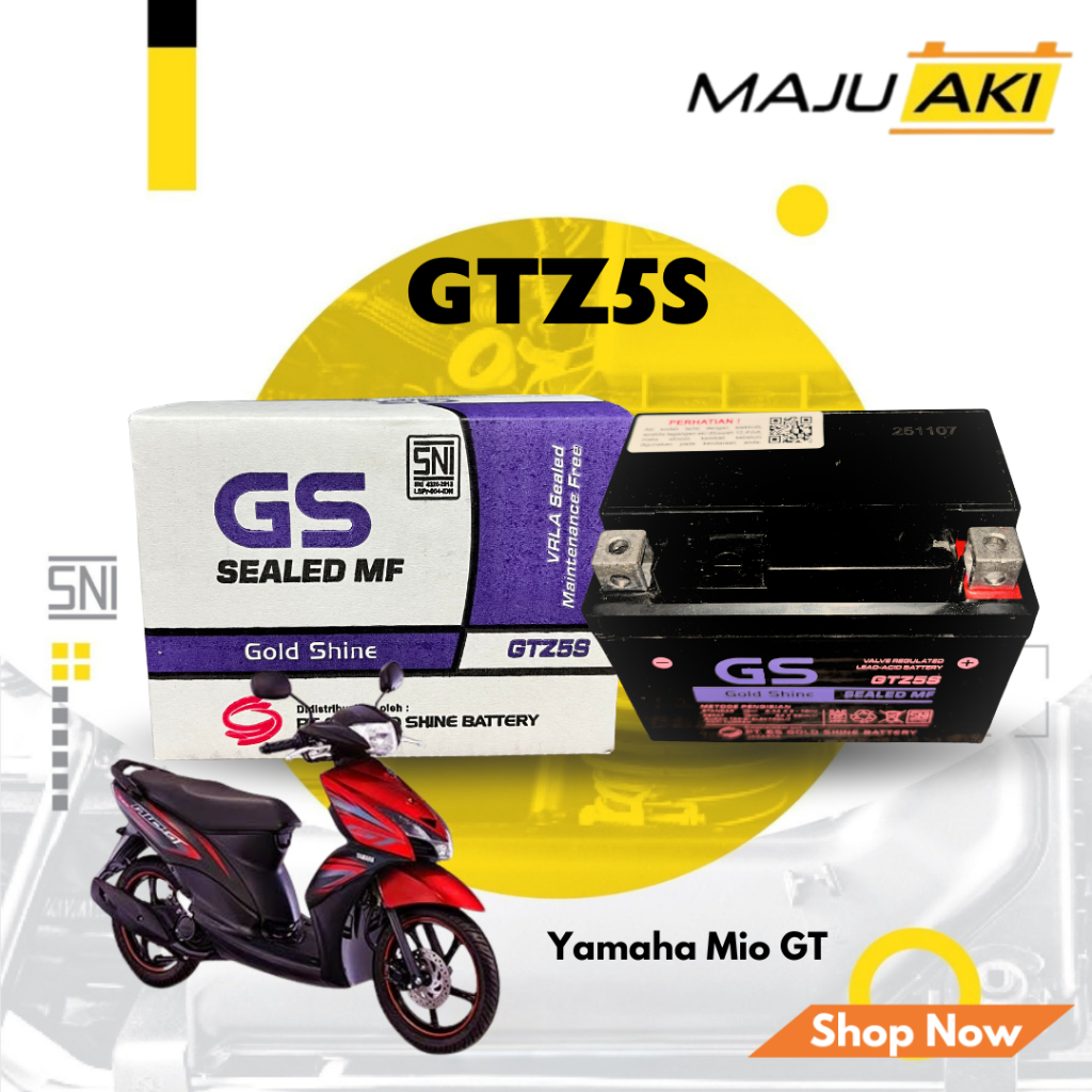 Aki Motor YAMAHA Mio GT GTZ5S Original Aki Kering GS Gold Shine Sealed MF
