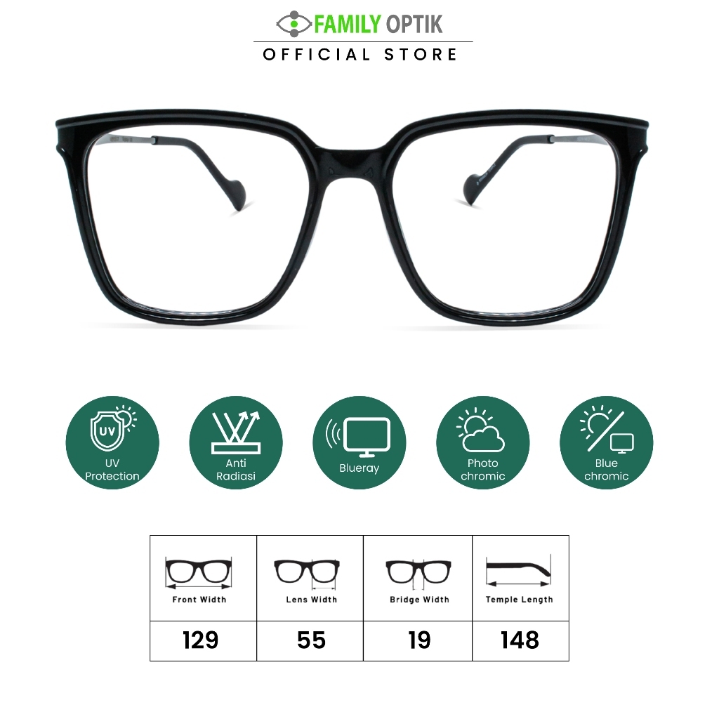 Family Optik - Kacamata Vintage Blueray Photocromic Anti Radiasi 20577