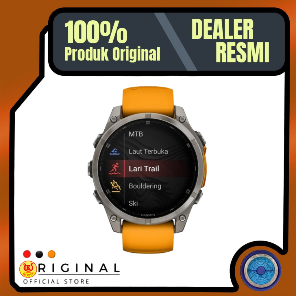 Garmin Fenix 8 Sapphire / Smartwatch Garmin 47mm / Jam Tangan Pria Multitrail-Orange