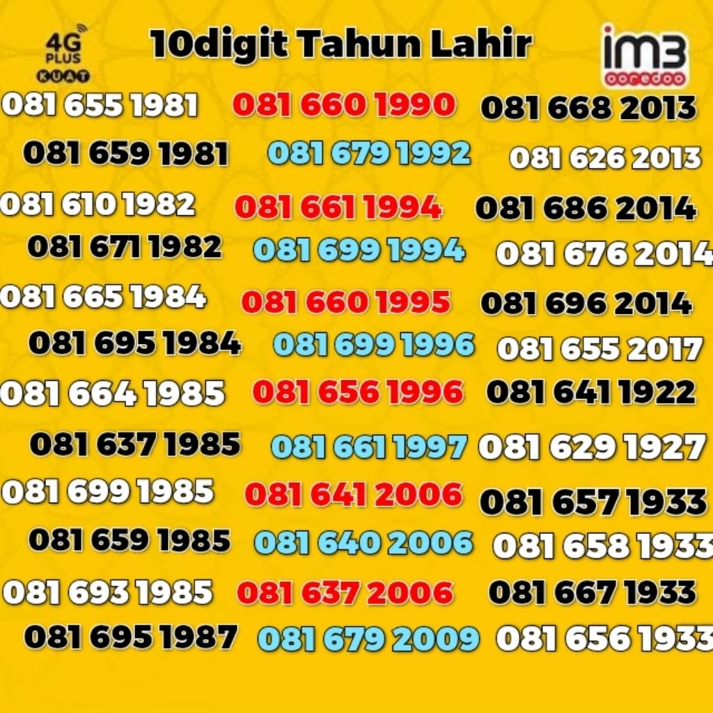 Nomer Cantik Indosat Ooredoo seri 10digit tahun lahir spesial rapih